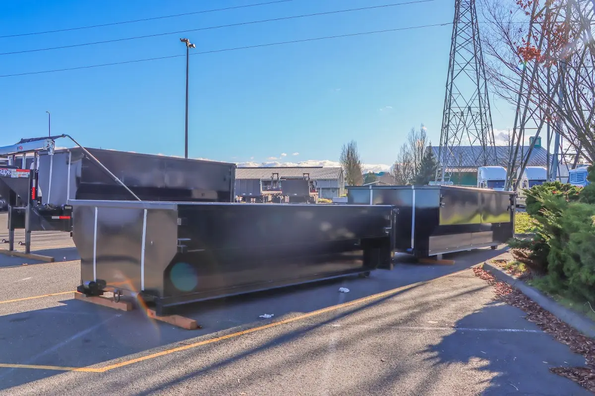 Roll-off dumpster ready for waste disposal at job site for Construction Dumpster Rental in Tinton Falls